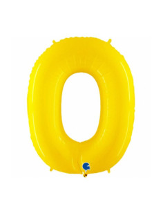 Globo foil número 0 amarillo fluorescente | Ducaval | Envíos 24/48 ho