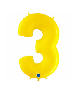 Globo foil número 3 amarillo fluorescente | Ducaval | Envíos 24/48 ho