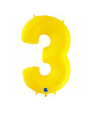 Globo foil número 3 amarillo fluorescente | Ducaval | Envíos 24/48 ho