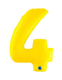 Globo foil número 4 amarillo fluorescente | Ducaval | Envíos 24/48 ho