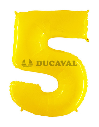 Globo foil número 5 amarillo fluorescente | Ducaval | Envíos 24/48 ho