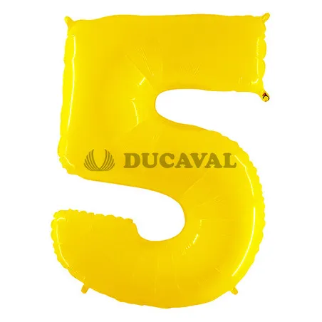 Globo foil número 5 amarillo fluorescente | Ducaval | Envíos 24/48 ho