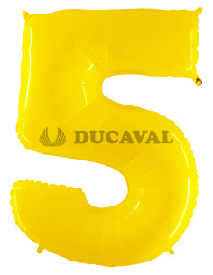 Globo foil número 5 amarillo fluorescente | Ducaval | Envíos 24/48 ho