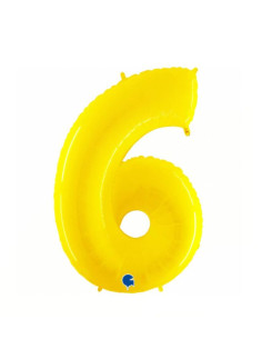 Globo foil número 6 amarillo fluorescente | Ducaval | Envíos 24/48 ho