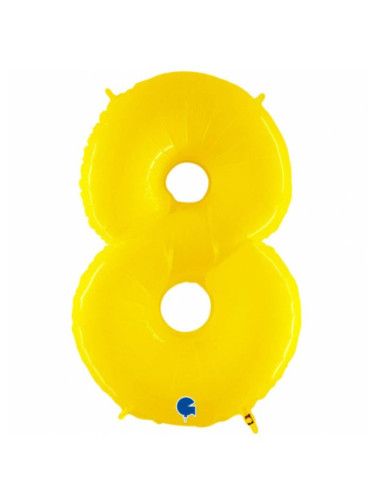 Globo foil número 8 amarillo fluorescente | Ducaval | Envíos 24/48 ho