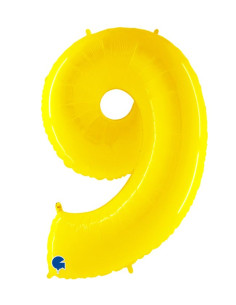 Globo foil número 9 amarillo fluorescente | Ducaval | Envíos 24/48 ho