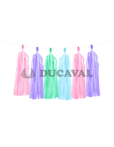 Guirnalda verde, azul y rosa pompones