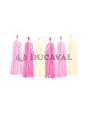 Guirnalda rosa, fucsia y amarillo pompones