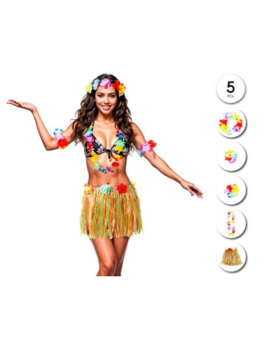 Conjunto Hawaiano con falda de colores 5p | Ducaval | Envíos 24/48 ho