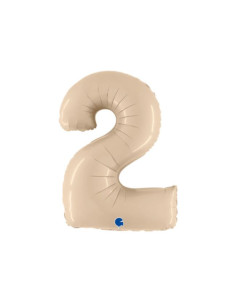 Globo foil número 2 crema 40" | Ducaval | Envíos 24/48 horas
