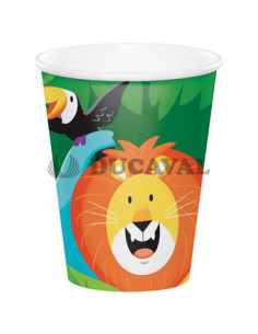 Vasos de papel jungla 256ml 8u