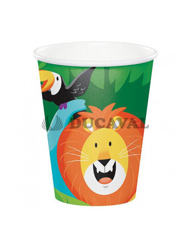 Vasos de papel jungla 256ml 8u