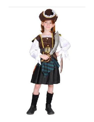Disfraz de Pirata chica marrón