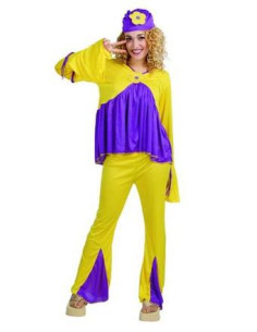 Disfraz de Hippie chica amarillo