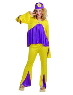 Disfraz de Hippie chica amarillo