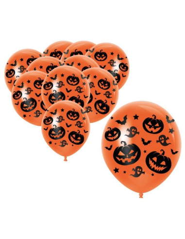Bolsa 10 globos naranjas halloween 30cm | Ducaval | Envías 24/48 hora