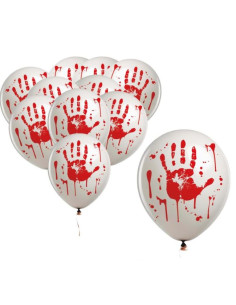 Bolsa 10 globos blancos mano sangre 30cm | Ducaval | Envías 24/48 hor