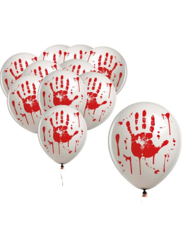 Bolsa 10 globos blancos mano sangre 30cm | Ducaval | Envías 24/48 hor