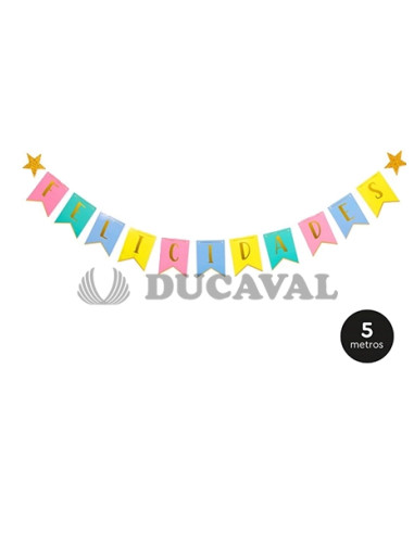 Guirnalda felicidades multicolor 5 metros | Ducaval | Envíos 24/48 ho