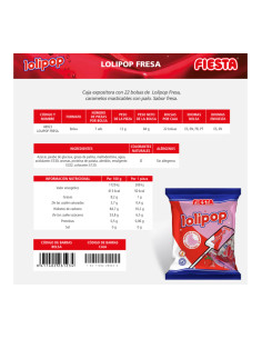 Bolsa 84g lolipop fresa | Ducaval | Envías 24/48 horas