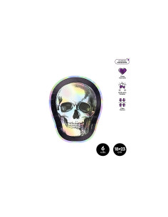 Plato llano calavera cartón 18x23cm 6ud | Ducaval | Envíos 24/48 hora