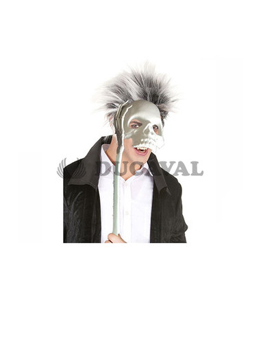 Media máscara calavera blanca con brazo