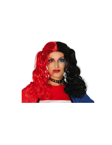 Peluca coletas roja y negra