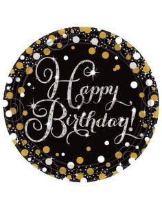 Plato happy bday 23cm spark gold M8H2 | Ducaval | Envíos 24/48 horas