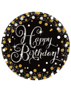 Plato happy bday 23cm spark gold M8H2 | Ducaval | Envíos 24/48 horas