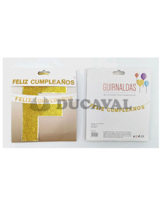 Guirnalda Feliz Cumpleaños Purp. Oro . | Ducaval | Envías 24/48 horas