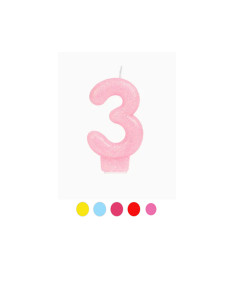 Vela glitter nº3 colores surtidos 8.5cm.| Ducaval  | Envios en 24/48 