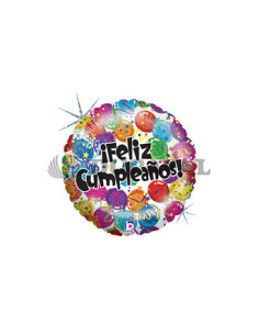 Globo foil 18" redondo feliz cumpleaños globos
