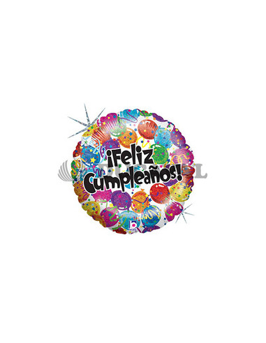 Globo foil 18" redondo feliz cumpleaños globos