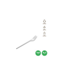 Tenedor blanco 16.5cm 100und reutilizables. |Ducaval | Envíos 24/48 h
