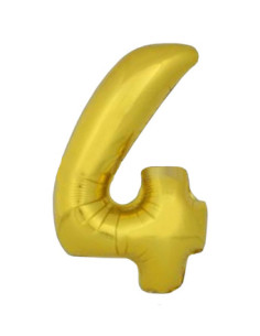 Globo número 4 poliamida color oro 115cm.| Ducaval | Envios 24/48.