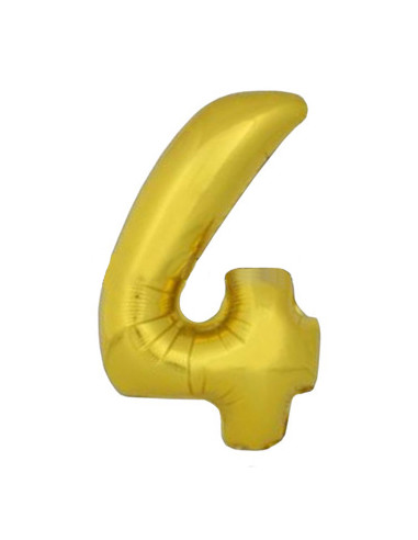 Globo número 4 poliamida color oro 115cm.| Ducaval | Envios 24/48.