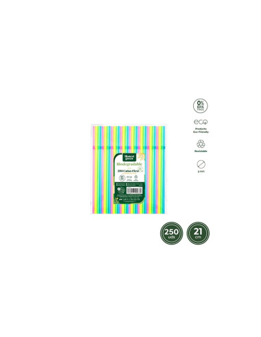 Cañas flexibles 21cm 250und compostables | Ducaval |