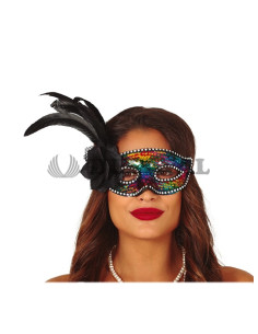 Antifaz multicolor con pluma