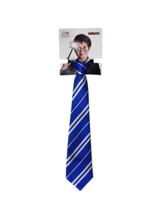 Corbata a rayas azul/negra de mago