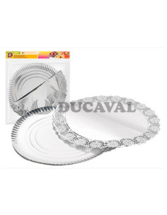 Bandeja redonda plata con blonda 35cm | Ducaval | Envíos 24/48 horas