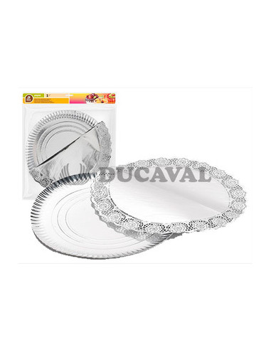 Bandeja redonda plata con blonda 35cm | Ducaval | Envíos 24/48 horas