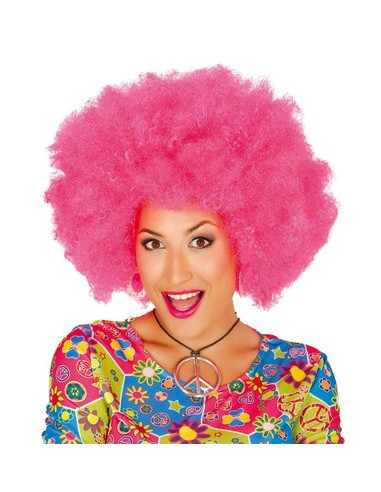 Peluca afro rosa extra