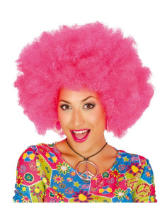 Peluca afro rosa extra