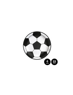 Platos cartón balón de fútbol 23cm 6ud |Ducaval |