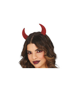 Diadema cuerno con brillantes rojos metálica | Ducaval | Envías 24/48