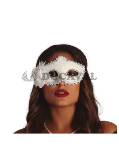 Antifaz blanco con flores.Ducaval 2448 horas