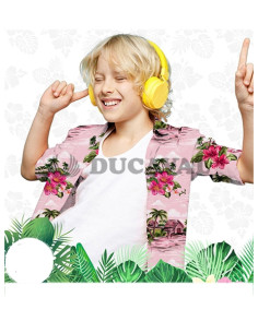  Camisa hawaiana rosa isla | Estilo tropical para hombre 