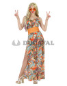 Disfraz de Hippie naranja mujer
