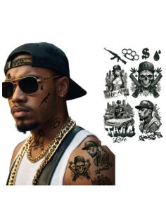 HOJA TATUAJE THUG LIFE 14X30CM | Ducaval | Envías 24/48 horas 