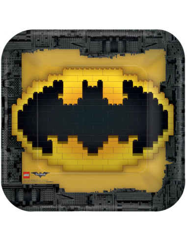 Platos Lego Batman cuadrado 23cm 8und.